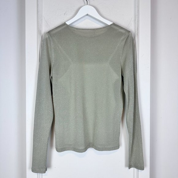 Vince. Layered Shimmer Jersey Long Sleeve Crew Neck Top - Picture 2 of 5